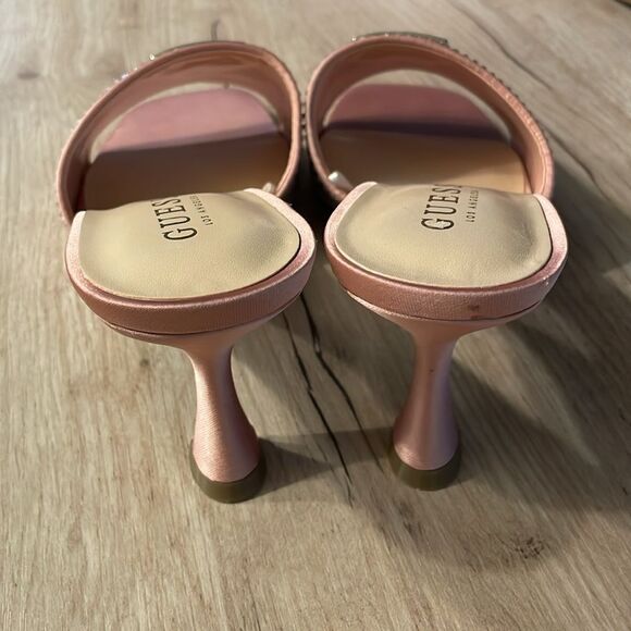 GUESS Lusine Kitten Pink Heels Rhinestone Embellishments Sz 9.5 - Picture 4 of 12